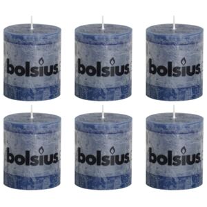 Bolsius Rustikální válcové svíčky 6 ks 80 x 68 mm tmavě modré