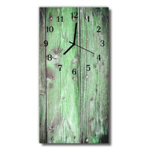 E-shop24, 60x30 cm, Hnn75525985 Nástěnné hodiny obrazové na skle - Prkna zelenkavé