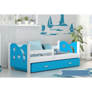 Dětská postel MICKEY color + matrace + rošt ZDARMA, 160x80, bílá/modrá