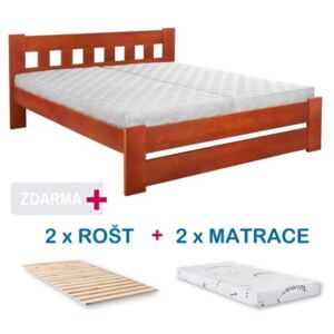 Manželská postel BARA s roštem a matrací ZDARMA 180x200, masiv buk, třešeň GR design