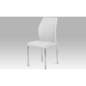Autronic Jídelní židle | koženka | broušený nerez Barva: bílá AUHC-381 WT1