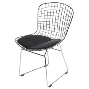 Kovová jídelní židle s čalouněným sedákem v černé barvě DO147