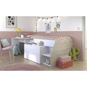 Multifunkční dětská postel vyvýšená Evita - bílá / šedá