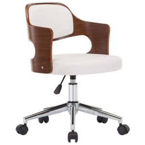Otočná kancelářská židle Lochie - ohýbané dřevo a umělá kůže | bílá
