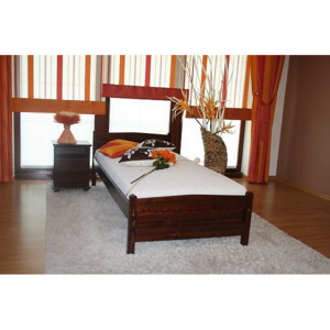 Vyvýšená postel ANGEL + pěnová matrace DE LUX 14 cm + rošt, 90 x 200 cm, ořech-lak