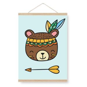 Plakát do dětského pokoje - medvídek indián A3