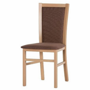 Jídelní čalouněná židle v hnědé barvě s konstrukcí dub sonoma KN1167