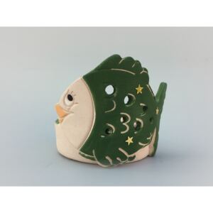 Keramika Andreas® Vánoční svícen s rybkou - zelený