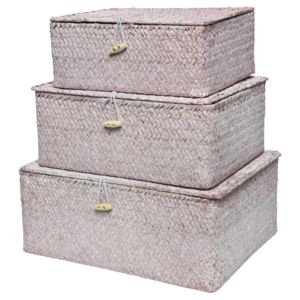 Kaemingk Set 3 ks úložných boxů, sv. růžová