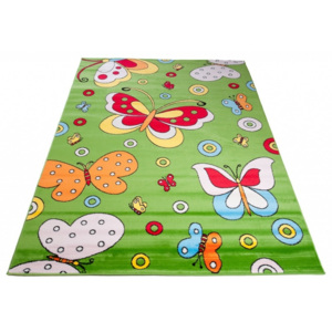 Kusový koberec dětský J0130 - Motýli - zelená - 200x290 cm