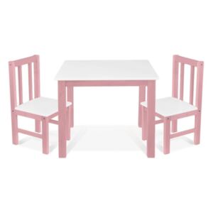 Baby Nellys BABY NELLYS Dětský nábytek - 3 ks, stůl s židličkami - růžová , bílá, D/05