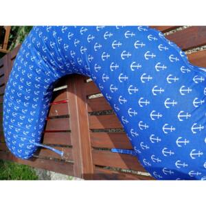 KHC Potah na kojící těhotenský relaxační polštář Miki Obrovský Kotvy na modré