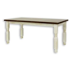 Jídelní selský rustikální stůl z masivního dřeva 90x160cm MES 01 A s hladkou deskou - K03 bílá patina