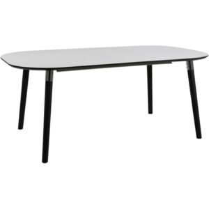 Scandi Bílý rozkládací jídelní stůl Polo I 180 cm s černou podnoží