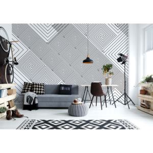 GLIX Fototapeta - Modern Geometric Pattern White And Grey Vliesová tapeta - 250x104 cm