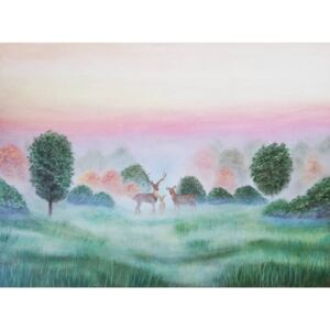 Ručně malovaný obraz Anna Fiľová - Jelení rodinka - originální olejomalba 70x50cm Aiyanna Dreams Art