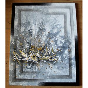Ručně malovaný obraz Michal Skre - gold & white Skre