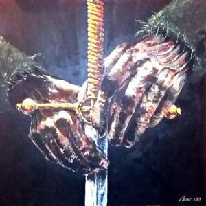Ručně malovaný obraz Alexander Mosio - Unavené ruce