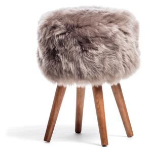 Stolička s hnědým sedákem z ovčí kožešiny Royal Dream, ⌀ 30 cm