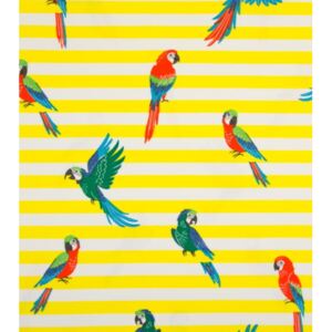 Úplet - Papoušci barevní na žlutých proužcích (Bavlněný žerzej - Digitální tisk )