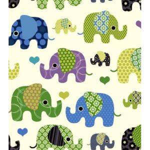 Metráž - Bavlna tisk - Sloni zelení