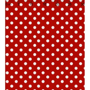 Bavlna tisk - Bílý puntík na červené (100% bavlna, puntík 1 cm)