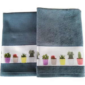 Framsohn Set kuchyňského ručníku a utěrky, Cactus