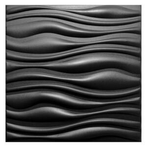 G.050_c, Wall Art Decor ®, 500 x 500 mm, Obklad 3D EPS extrudovaný polystyren Flow černý