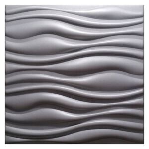 G.050_s, Wall Art Decor ®, 500 x 500 mm, Obklad 3D EPS extrudovaný polystyren Flow šedý