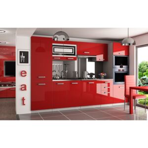 Moderní červená kuchyně Syka 300 cm bez LED osvětlení