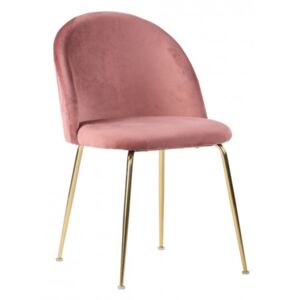 House Nordic Jídelní židle GENEVE růžový samet,mosazné nohy