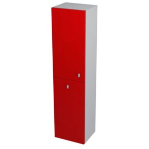 AILA skříňka vysoká s košem 35x140x30cm, levá, červená/stříbrná