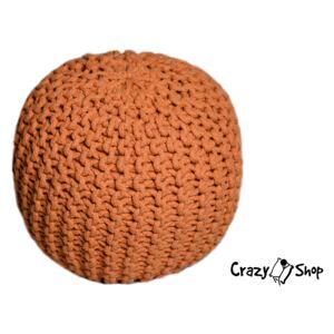 Pletený puf CRAZYSHOP SOLID Mini, oranžový (ručně pletený)