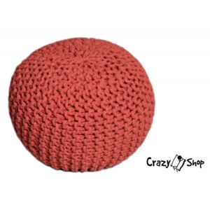 Pletený puf CrazyShop SOLID Mini, červený (ručně pletený)