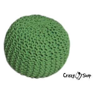 Pletený puf CRAZYSHOP SOLID Mini, zelený (ručně pletený)