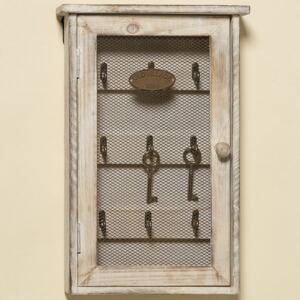 Dřevěná skříňka na klíče s háčky