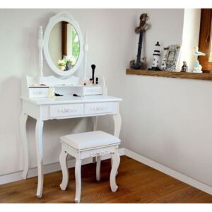 Funfit Toaletní stolek, zrcadlo, taboret VINTAGE