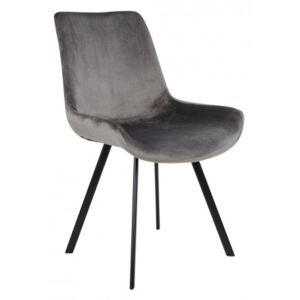 House Nordic Jídelní židle DRAMMEN šedá samet /černá podnož