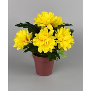 Umělá květina Chrysantéma v květináči 16 x 14 cm, žlutá