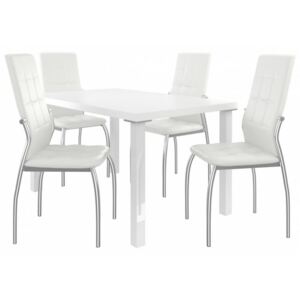 Jídelní set stůl a židle 4 + 1 Kontesa 01 Bílá - Bílá