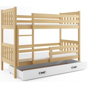 Patrová postel CARINO 80x190 cm, borovice/bílá Pěnová matrace