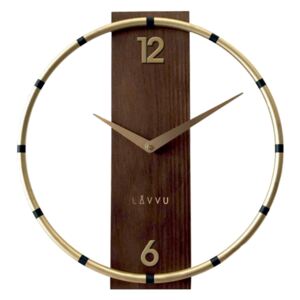 Dřevěné nástěnné hodiny 31 cm - zlatohnědé, Lavvu