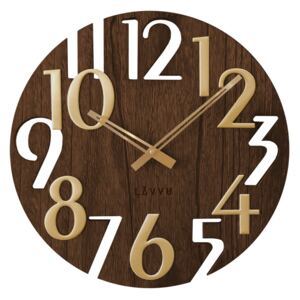 Dřevěné nástěnné hodiny 40 cm - tmavě hnědé, Lavvu