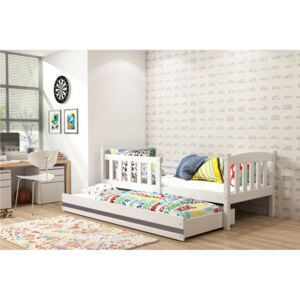 Dětská postel KUBUS 2 + matrace + rošt ZDARMA, 80x190, bílý, grafitová