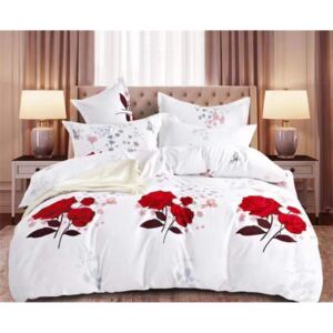 Bavlissimo 3-dílné povlečení růže bílá červená 140x200 na jednu postel
