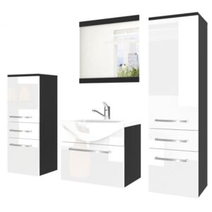 Luxusní sestava do koupelny Piano 4 - černá / bílý lesk