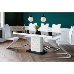 SALEM černobílý - Luxusní jídelní stůl v délce 120-170cm