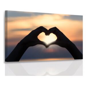Obraz láska v západu slunce + háčky, hřebíčky, čistící hadřík ZDARMA Velikost (šířka x výška): 90x60 cm