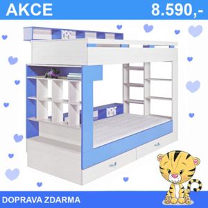 Komi - patrová postel KM14 - modrá SKLADEM 1ks