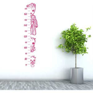 GLIX Dětský metr - Groot 1 - samolepka na zeď Růžová 25x120 cm